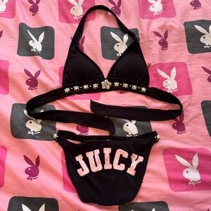 Juicy Couture Black Bikini Set with Embellishments